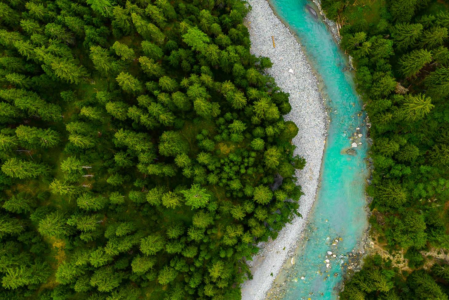 Aerial frozen lake