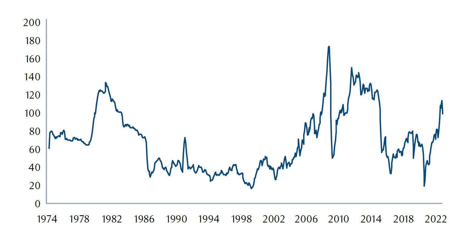 Inflation-adjusted oil price (US imports)