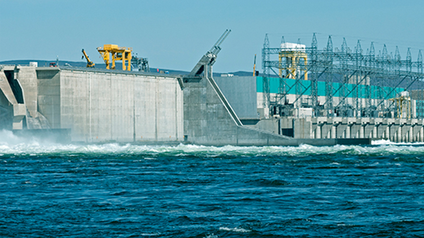 A hydro power station is being constructed in a lake in Washington.
