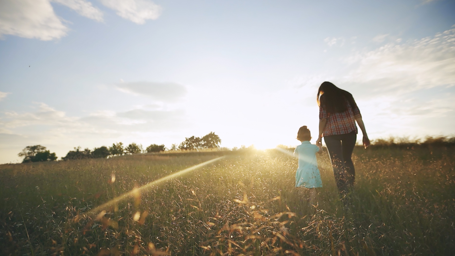 mom daughter walking