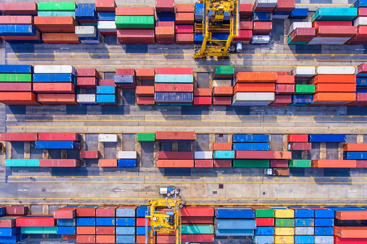 shipping containers stacked on top